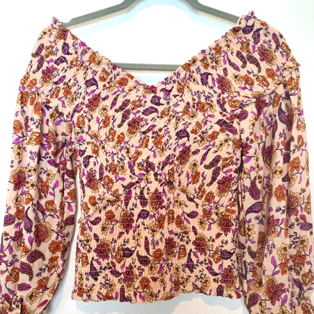 BB DAKOTA Steve Madden Paisley Print Smocked Blouse Top NEW - Picture 11 of 11